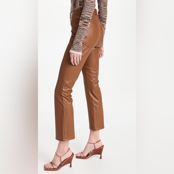 Paige Claudine Ankle Flare Jeans Faux Leather in Dark Argan size 27 - Picture 3 of 14